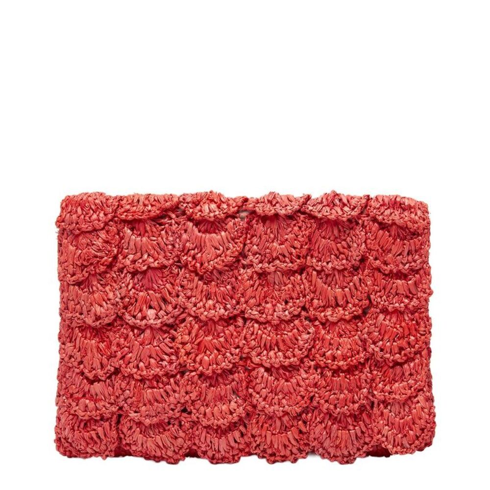 Mar Y Sol Lizzie Raffia Clutch, Orange